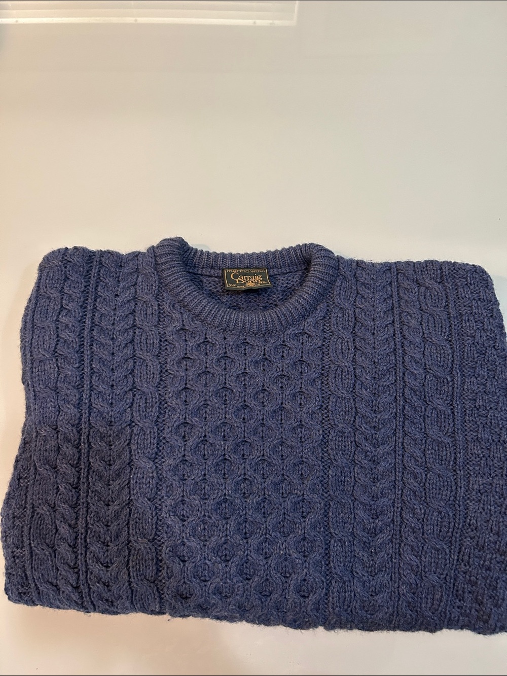 Carraig Donn Men's Navy Cable Knit Wool Sweater